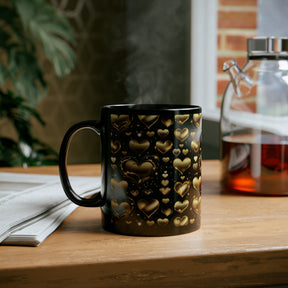 Premium Golden Hearts Black Coffee Mug