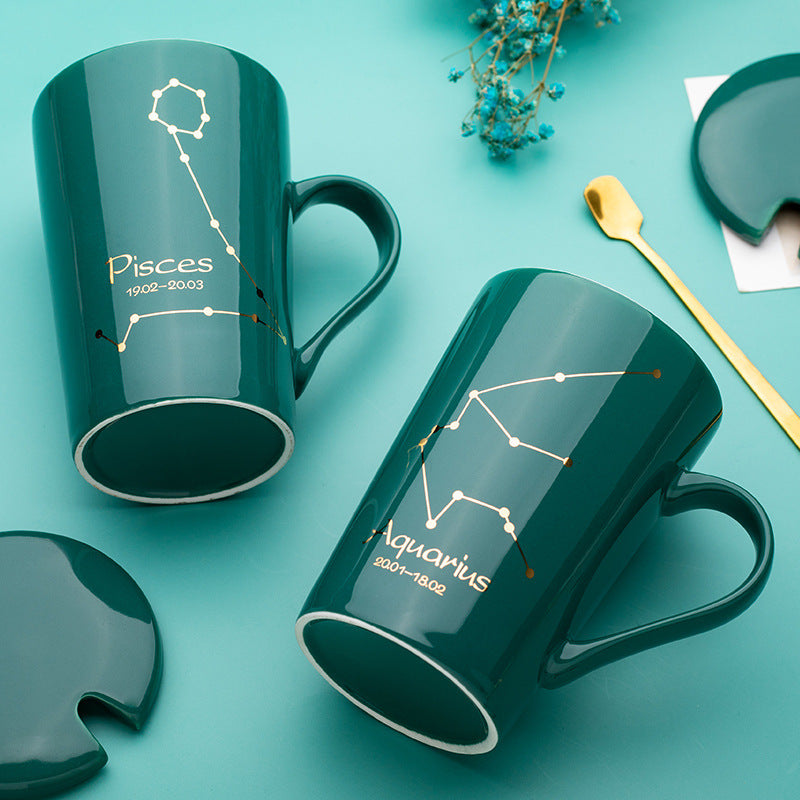 Dark Green Zodiac Constellation Ceramic Mug