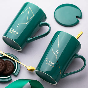 Dark Green Zodiac Constellation Ceramic Mug