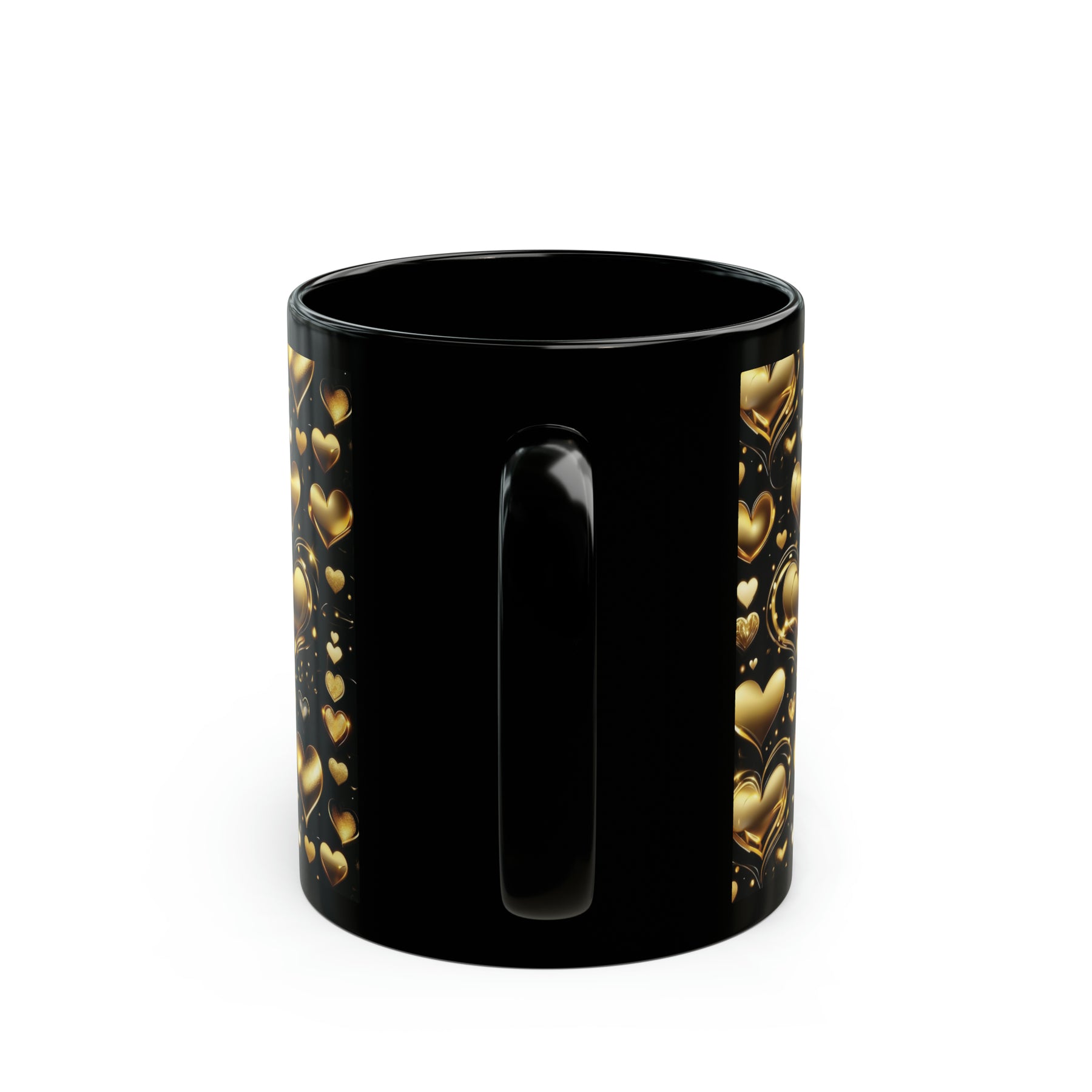Premium Golden Hearts Black Coffee Mug