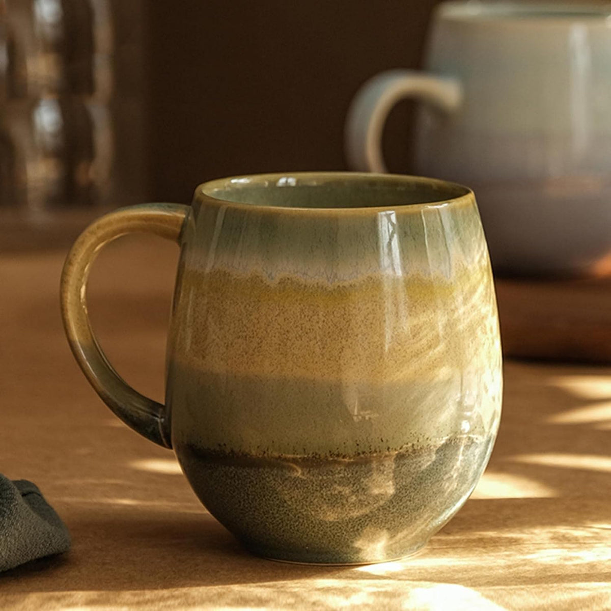 Large Gradient Ceramic Green Coffee Mug 